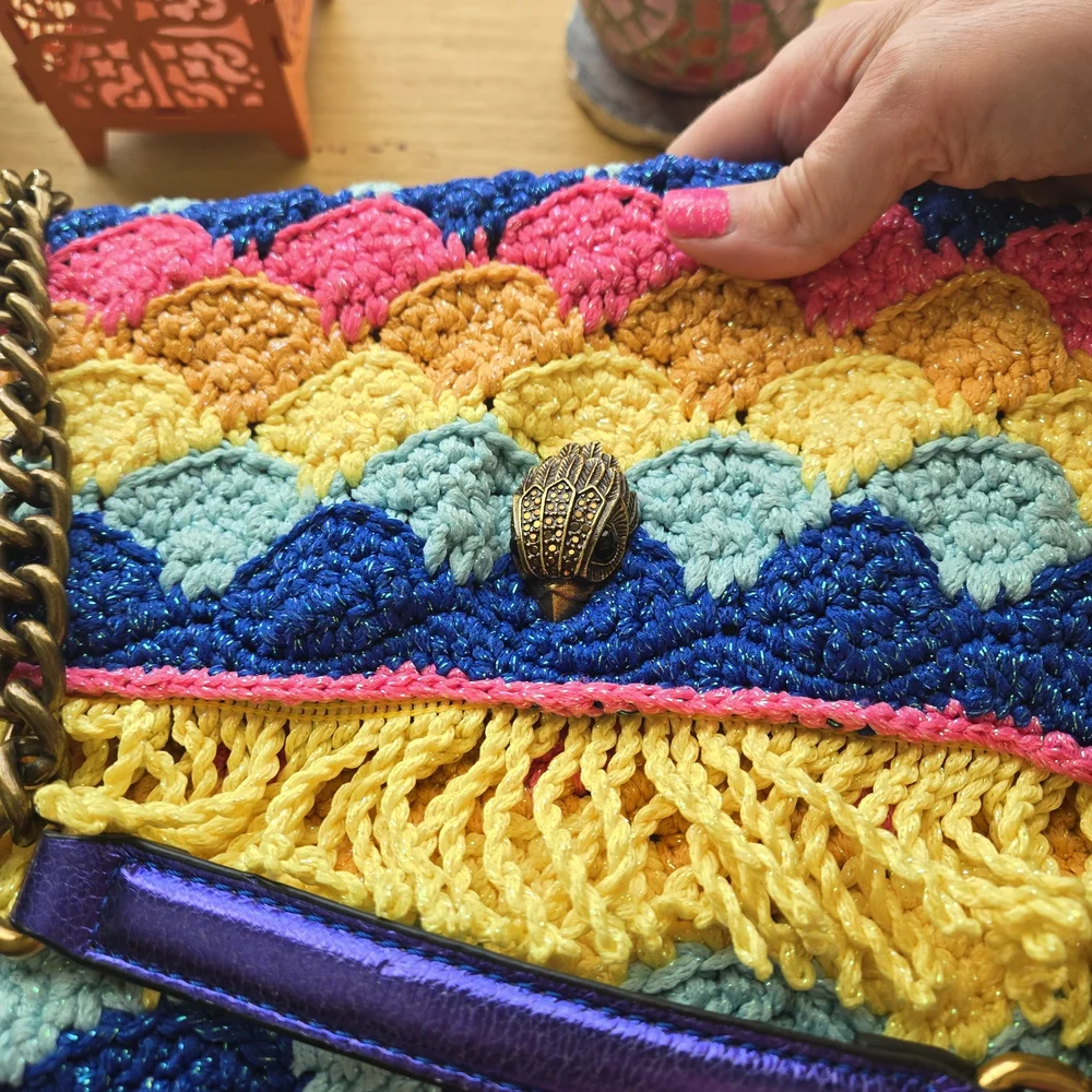 Kurt Geiger Vibrant Crochet Fringe Shoulder Bag - Picture 2 of 4